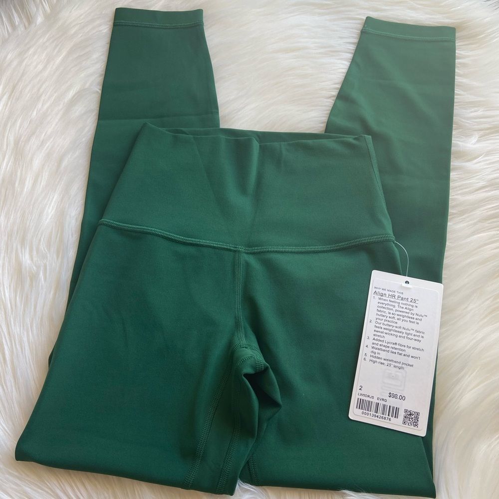 NWT Lululemon Everglade Green Align HR Tight 25” Leggings - Picture 6 of 11